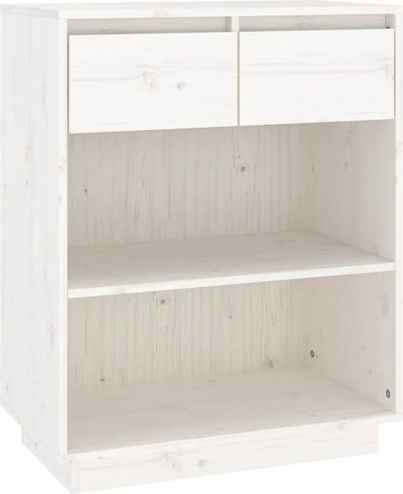 vidaXL Dulap consolă, alb, 60x34x75 cm, lemn masiv de pin