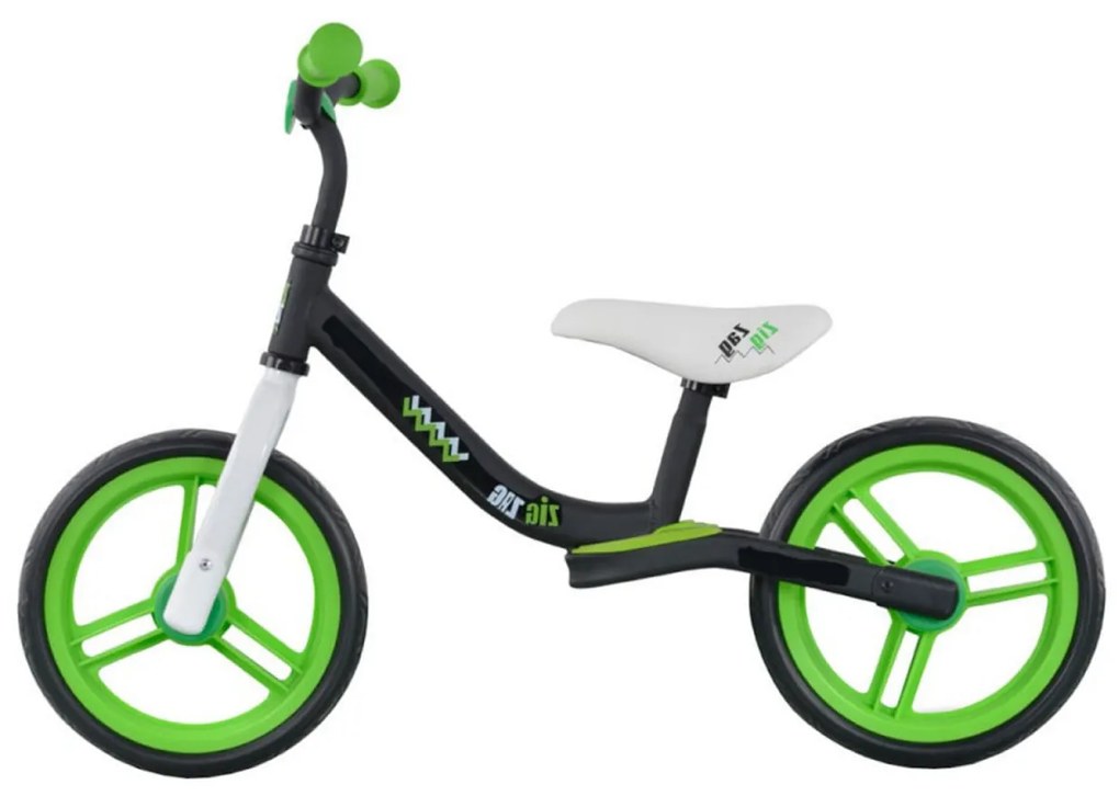 Bicicleta pedagogica fara pedale pentru copii NOVOKIDS™ Ziggy , roti 12" inch, 3-5 ani, Maxim 25 kg, Cadru metalic, Roti din spuma, Verde