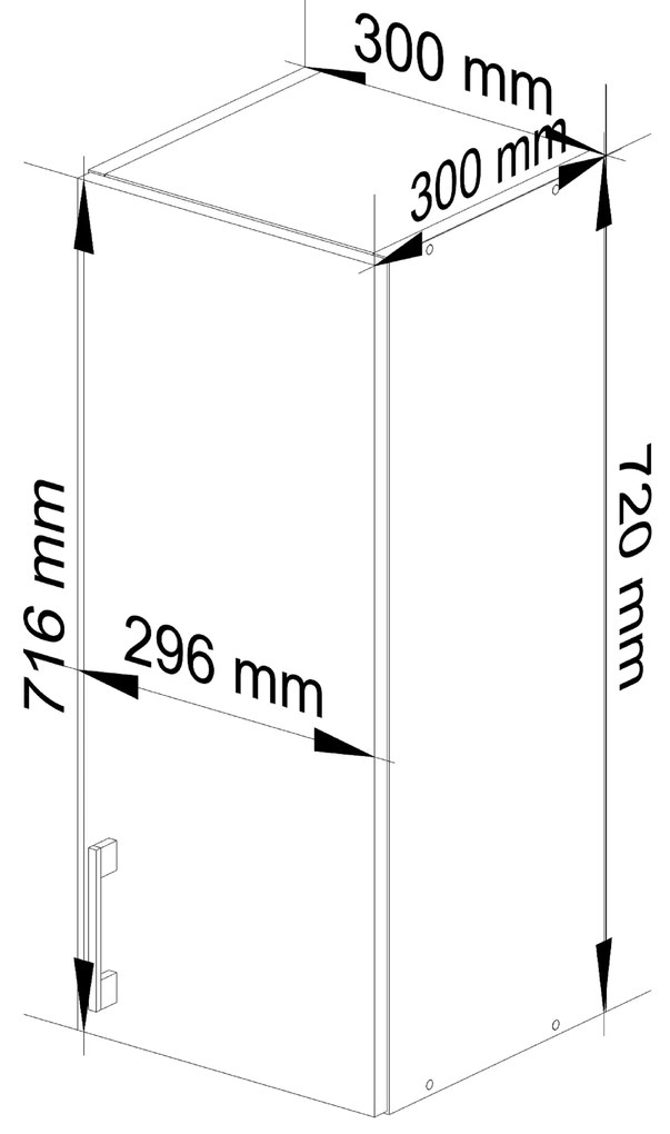 Dulap superior de bucătărie Lula W30 H720 (alb + stejar sonoma). 1069039