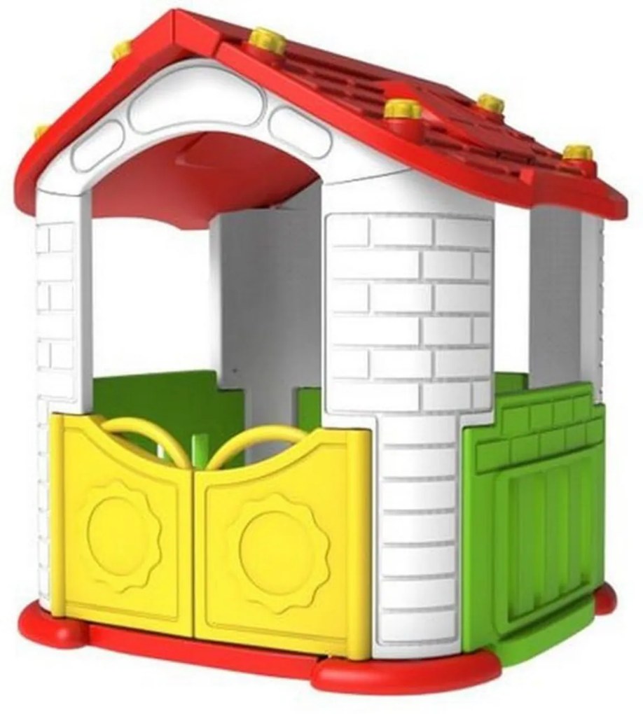 Casuta de joaca 3 in 1 Pentru Copii NOVOKIDS™ My Happy Playground, Cu Tobogan si Gard, Pentru Interior si Exterior, Maxim 40 Kg, Loc de joaca,