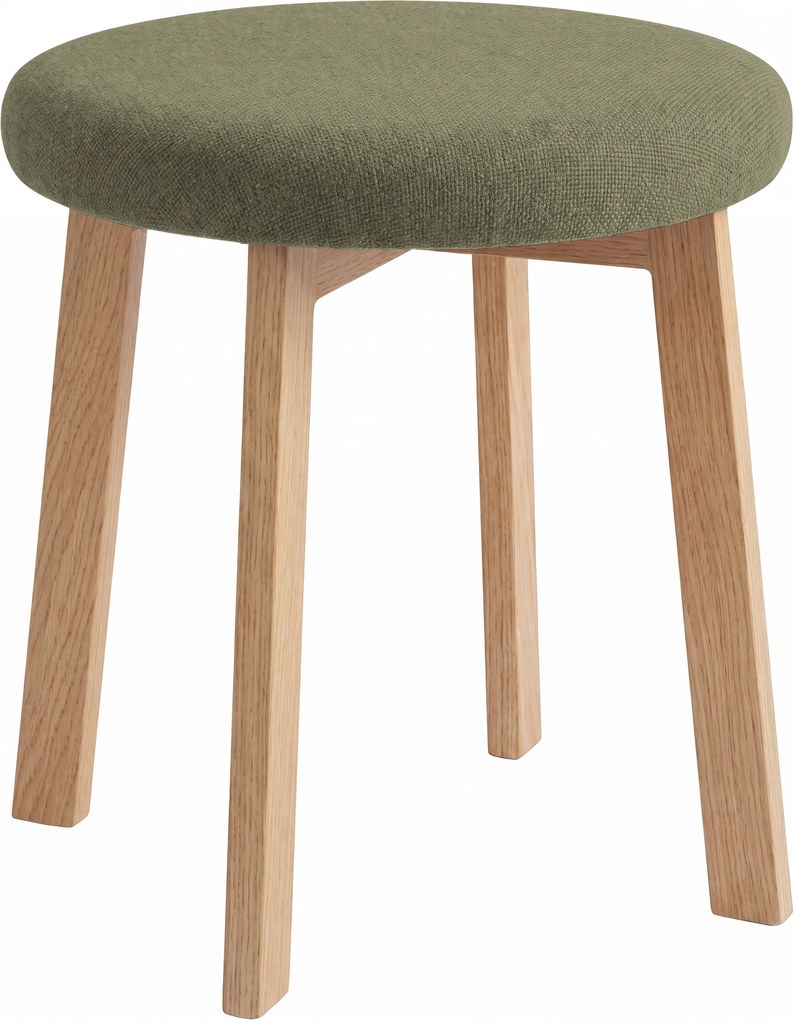 MAZZONI EXPORT Taburet rotund ZOI Verde (Storm 34) / cadru din stejar