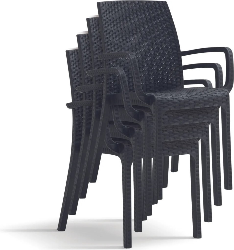 Set 4 scaune Martin tip fotoliu, ratan sintetic