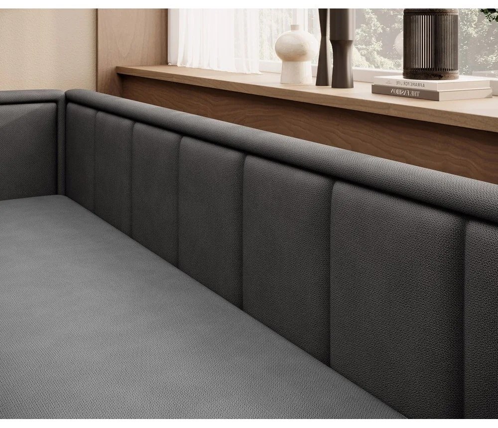 Canapea gri închis extensibilă/cu spațiu de depozitare cu tapițerie din chenille 214 cm Fulgeo – ELTAP