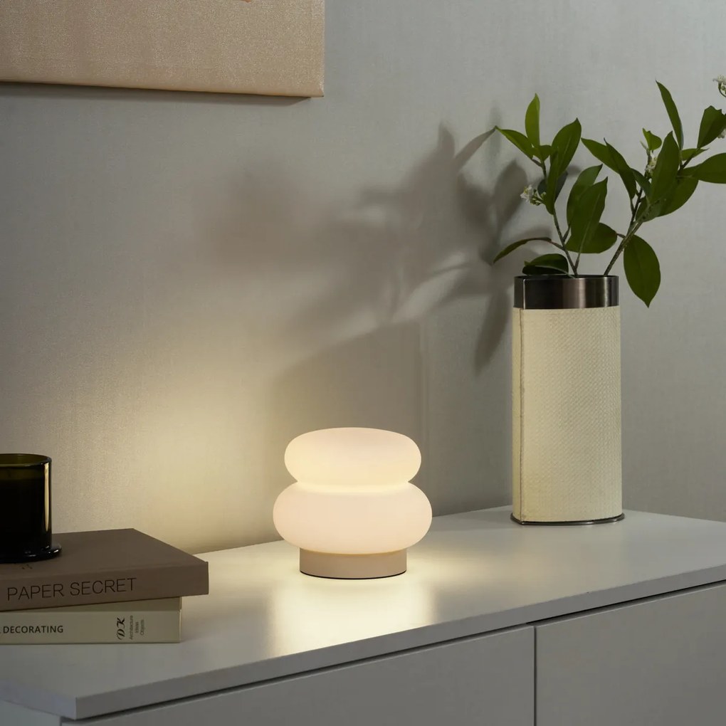 Lampă de masă Japandi bej cu sticlă opal 15cm - Kumo
