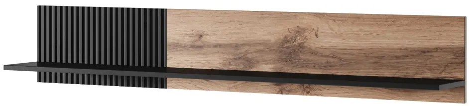 Raft Random P1 stejar wotan/negru - L150 x A20 x h25 cm