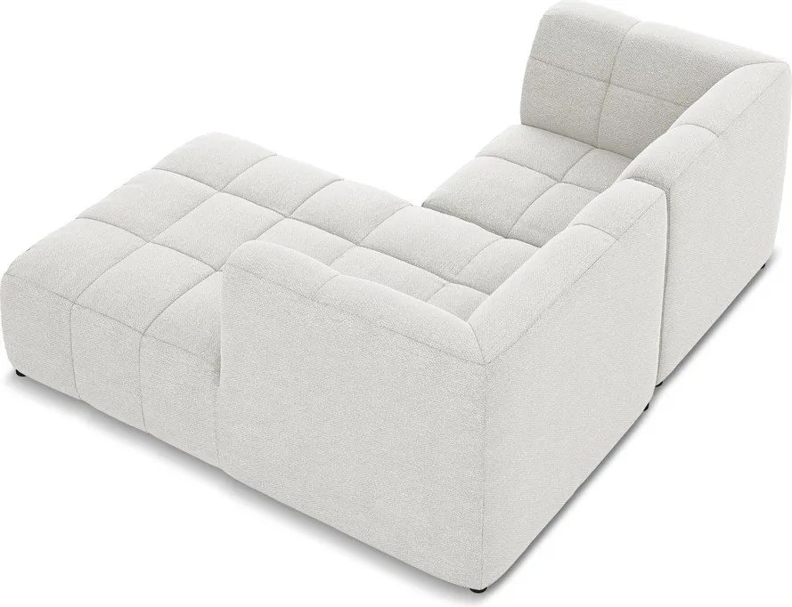 Colțar alb cu tapițerie din țesătură bouclé (cu colț pe partea dreaptă/cu șezlong) Aloha – Makamii