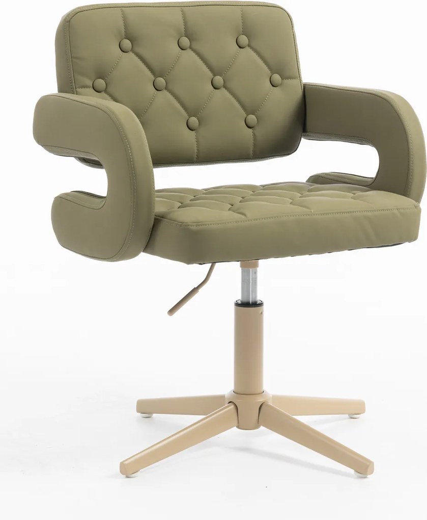 HR8403CROSS Scaun Khaki Piele Ecologica Premium Soft cu Bază Crem