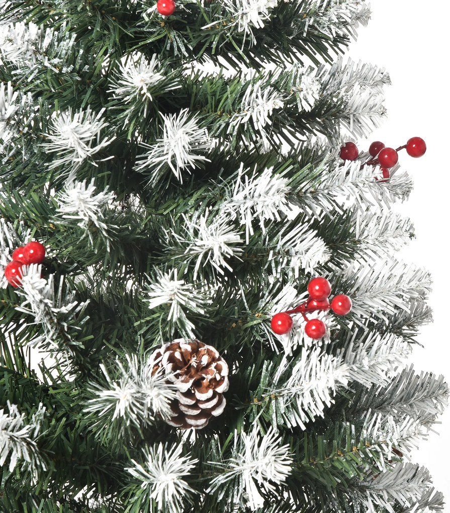 Brad de Craciun Artificial acoperit180cm cu Zapada Baza Detasabila 618 Ramuri, decoratiuni de Craciun HOMCOM | Aosom Romania