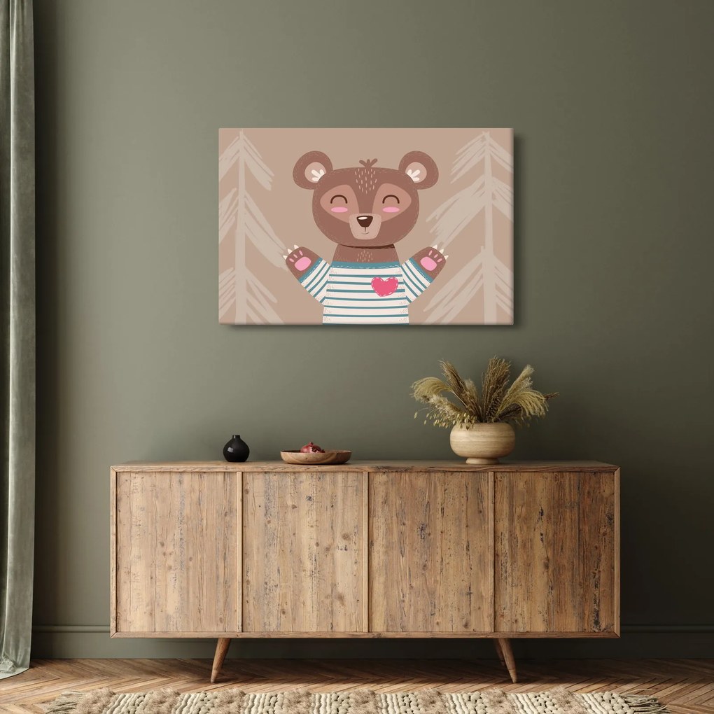 Tablou - Ursuleț de pluș în tricou cu dungi (90x60 cm)