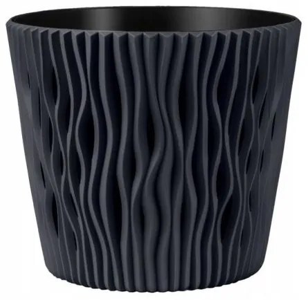 Ghiveci decorativ de flori, rotund, antracit, 22.5x19.2 cm, Sandy Round