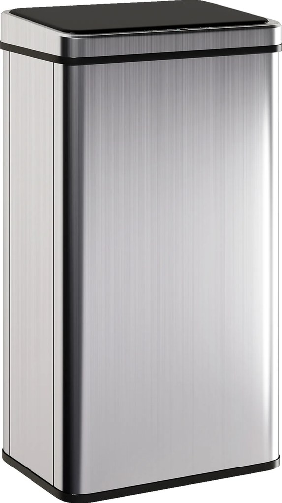HOMCOM Coș de gunoi cu senzor de 50L, capac cu închidere lină, coș de gunoi automat din oțel inoxidabil, argintiu | Aosom Romania