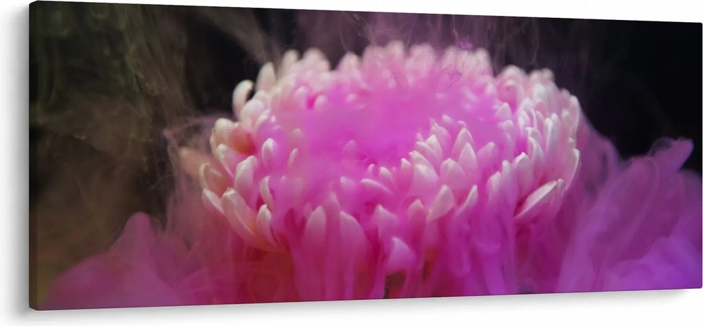 Tablou cu floare în fum roz (120x50 cm)
