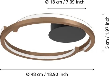 Eglo 901825-LED Plafonier MEZZOMONTE 2x LED, 20W, 230V, Ø48 cm, bronz + telecomandă