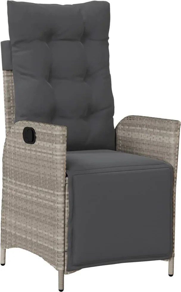 vidaXL Scaun grădină rabatabil suport picioare, gri deschis, poliratan