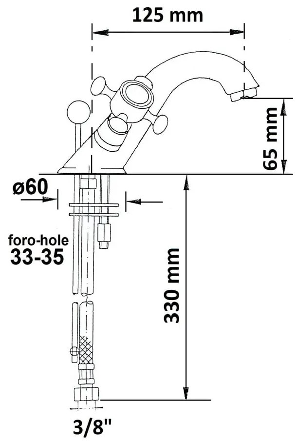 Baterie aurie pentru chiuvetă înaltă Antea – Sapho