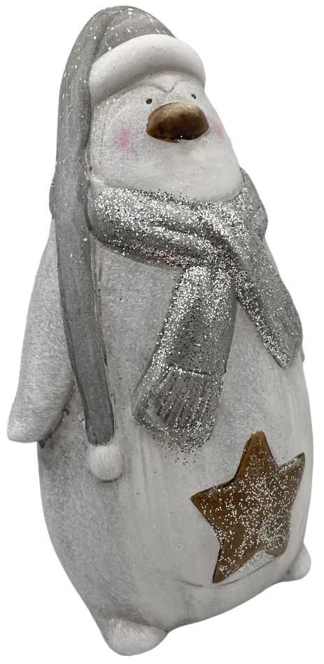 Figurina Craciun Pinguin Mumble 19cm, Argintiu