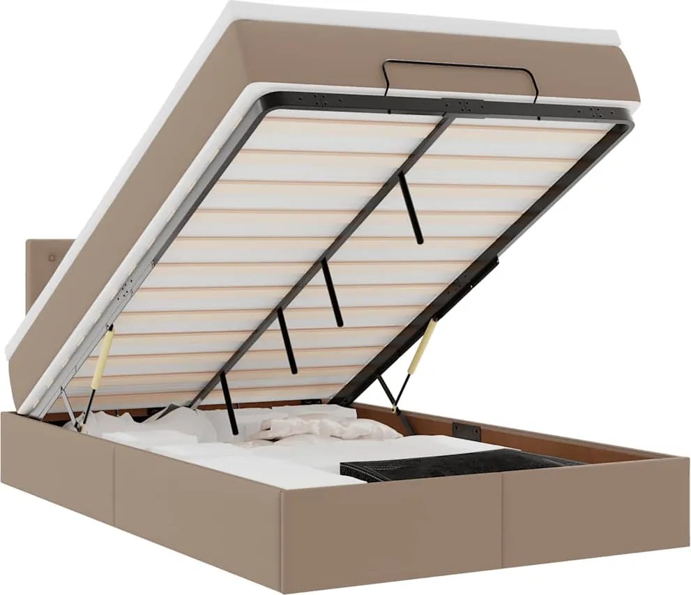 vidaXL Pat otoman cu saltele și LEDs, 120x190cm, piele ecologică