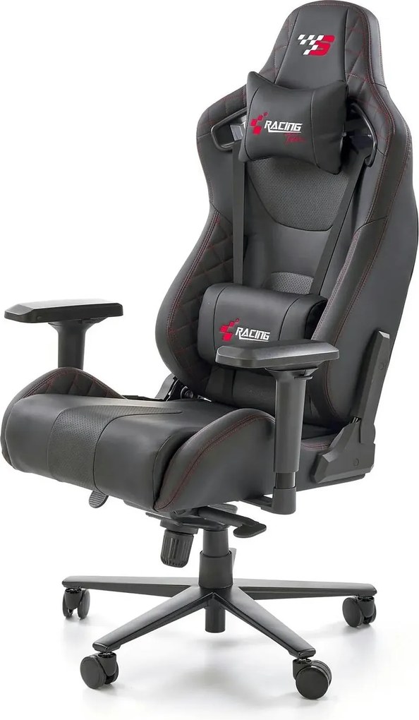 Scaun gaming CHAVEZ, negru, piele ecologica, 77x70x129/135 cm