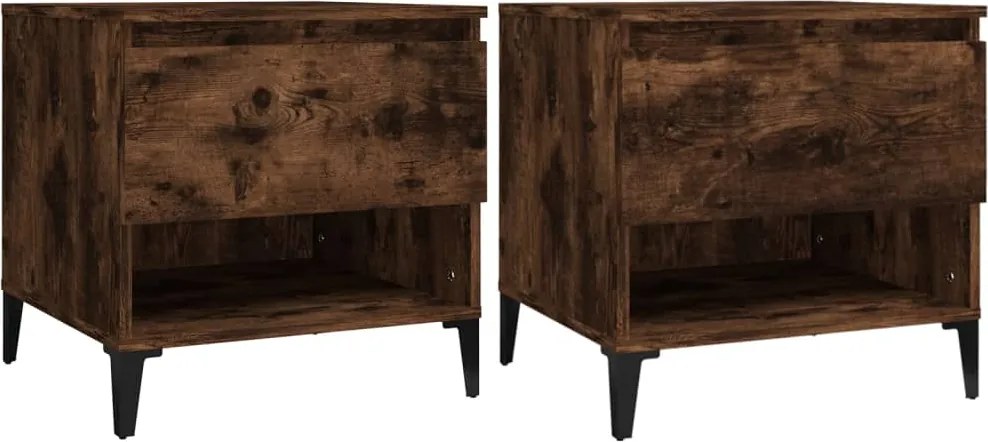 vidaXL Mese laterale 2 buc. stejar fumuriu 50x46x50 cm lemn compozit