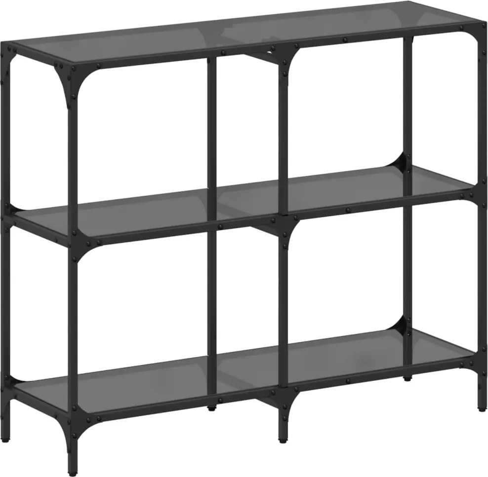 vidaXL Măsuță de cafea, blat din sticlă negră, 98x30x81 cm, oțel