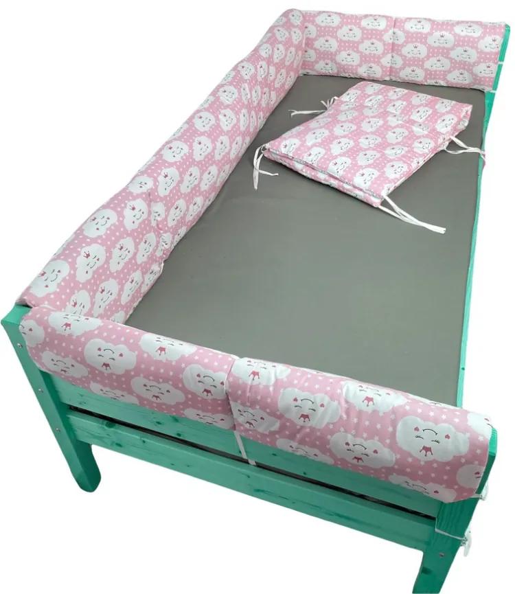 Set aparatori laterale Maxi pentru pat Montessori 120x200 cm Nori Zambareti roz