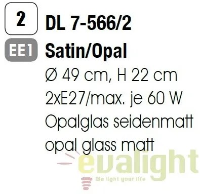 Plafoniera moderna Blanc DL 7-566/2 satin/opal OR