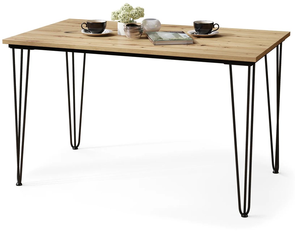 Mazzoni HAIRPIN S-120 Stejar Artisan - MASĂ LOFT PENTRU BUCĂTĂRIA SUFRAGERIE LIVING