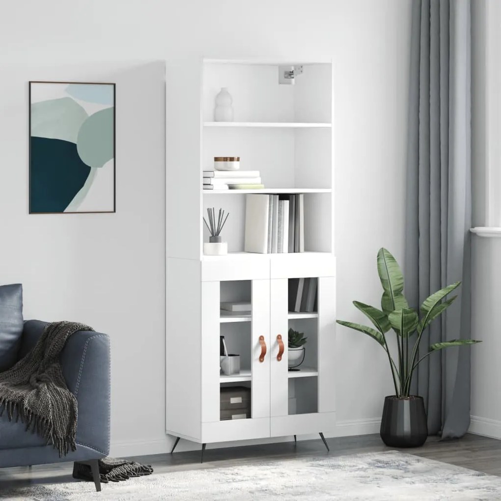 vidaXL Dulap înalt, alb, 69,5x34x180 cm, lemn compozit