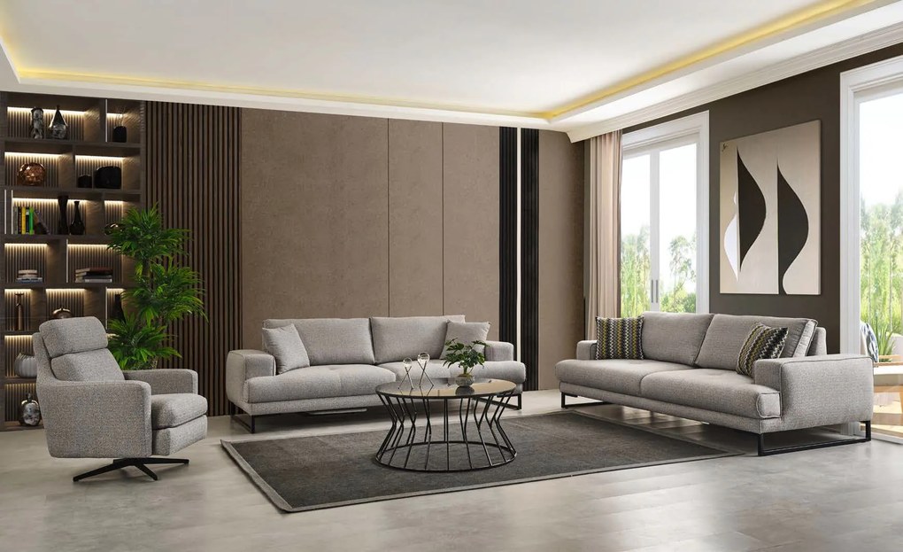 Canapea gri 3 locuri 240/106cm soft