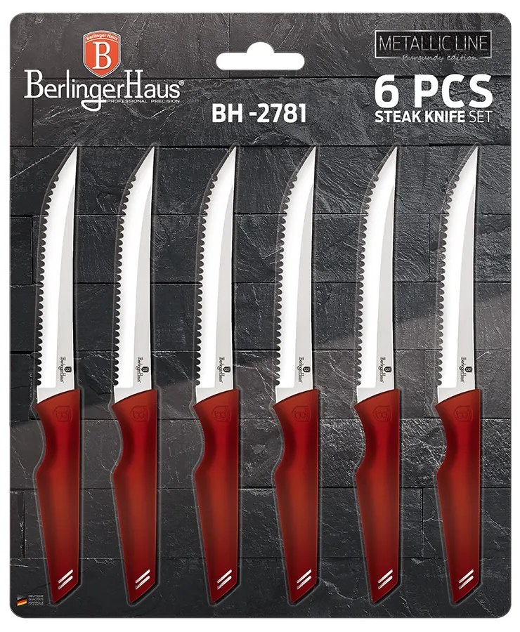 Set de cutite friptura 6 piese Burgundy Line Berlinger Haus BH 2781