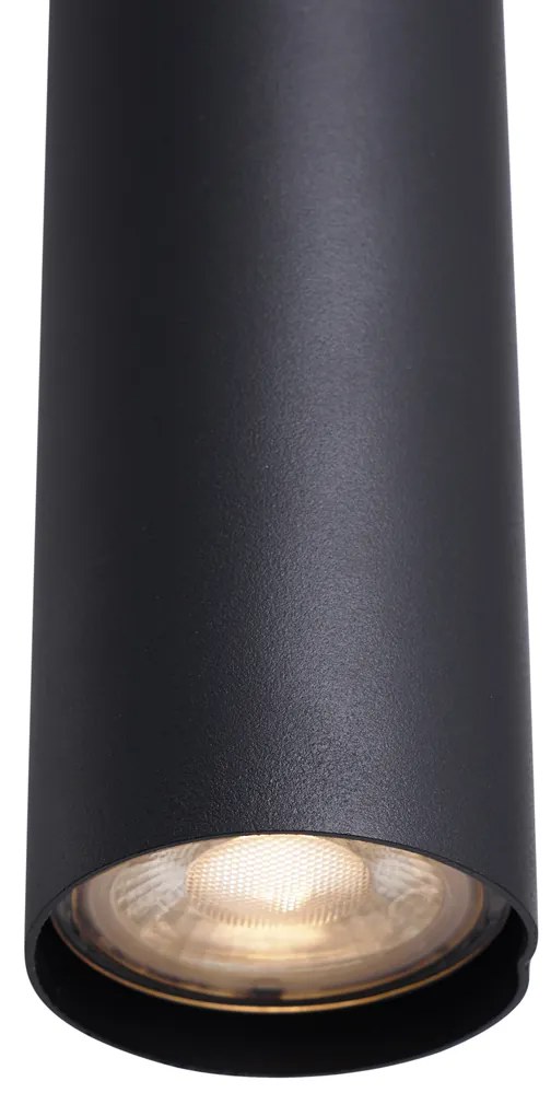 Lampă modernă pendant neagră cu sticlă fumuriu 6 lumini - Duplantis