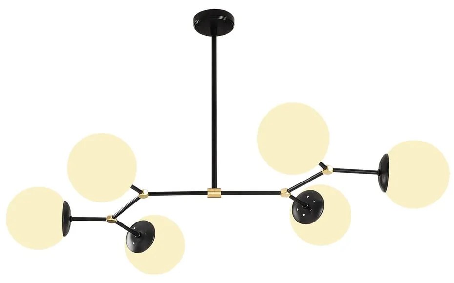 Lustră neagră cu abajur din sticlă Damar – Opviq lights