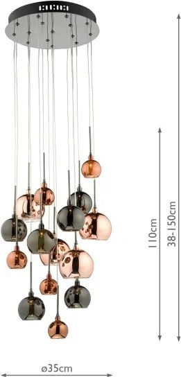 Där Lighting AUR1564 - Lustru suspendat pe cablu AURELIA 15xG4/10W/230V