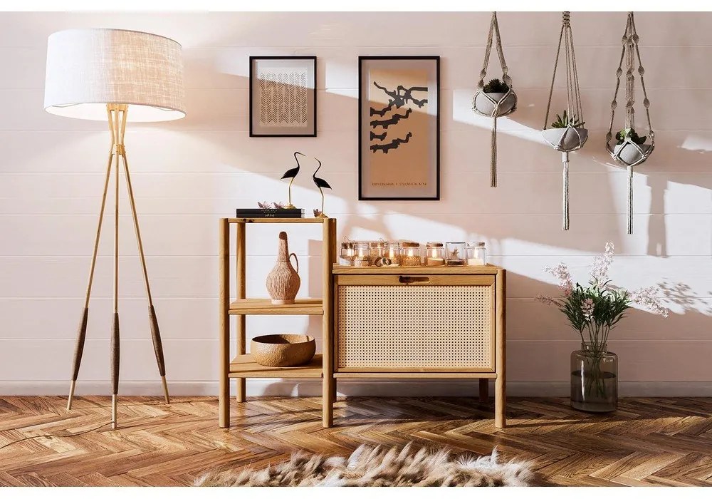 Bibliotecă din lemn de stejar 115x86 cm Pola – The Beds