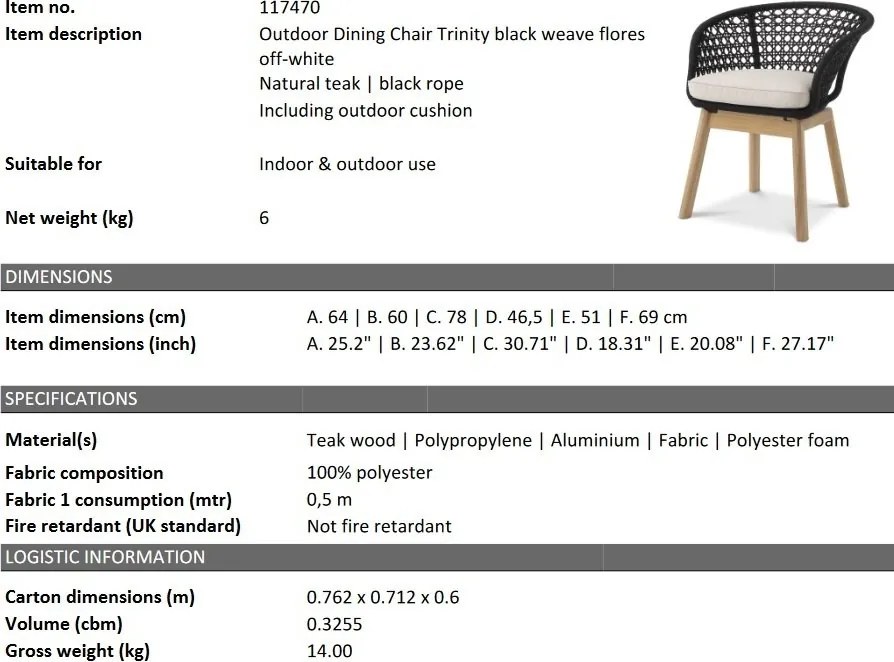 Scaun design natural pentru interior si exterior Trinity