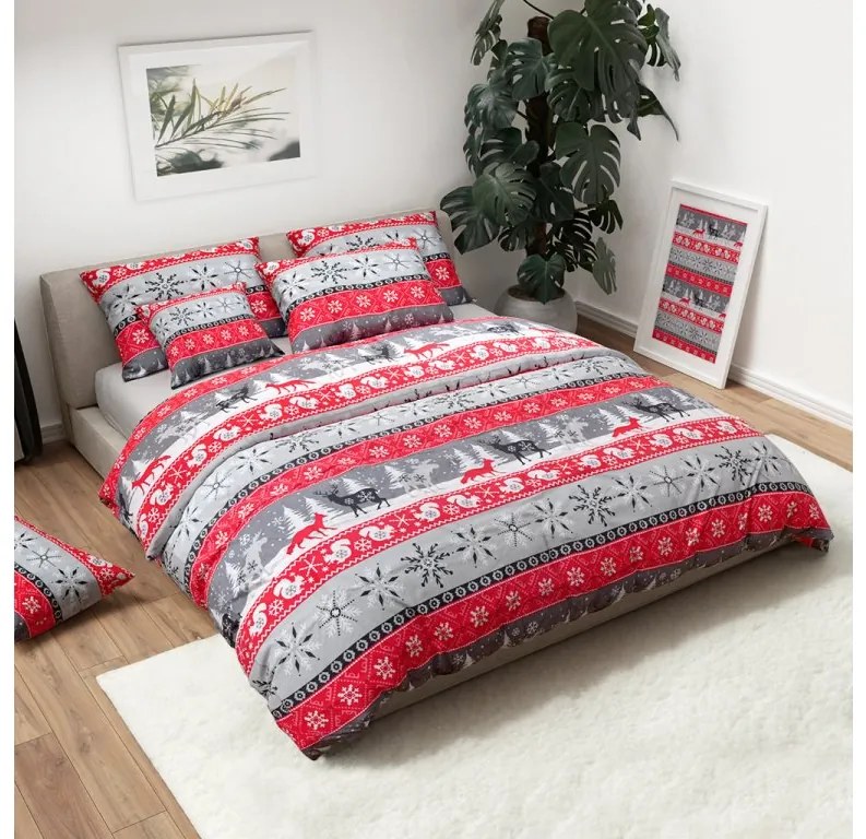 Lenjerie de pat din microfibra de flanel SNOWY FOREST gri Dimensiune lenjerie de pat: 70 x 90 cm | 140 x 200 cm