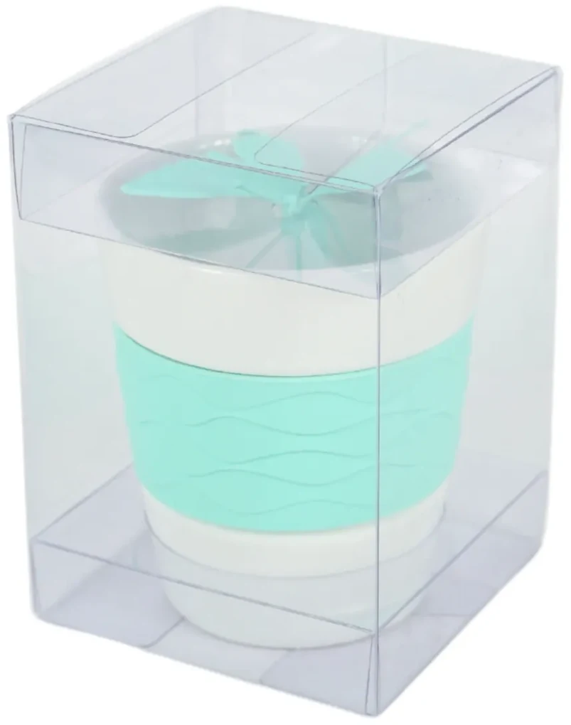 Cana din portelan SILICONE BUTTERFLY cu infuzor de ceai 280 ml, verde