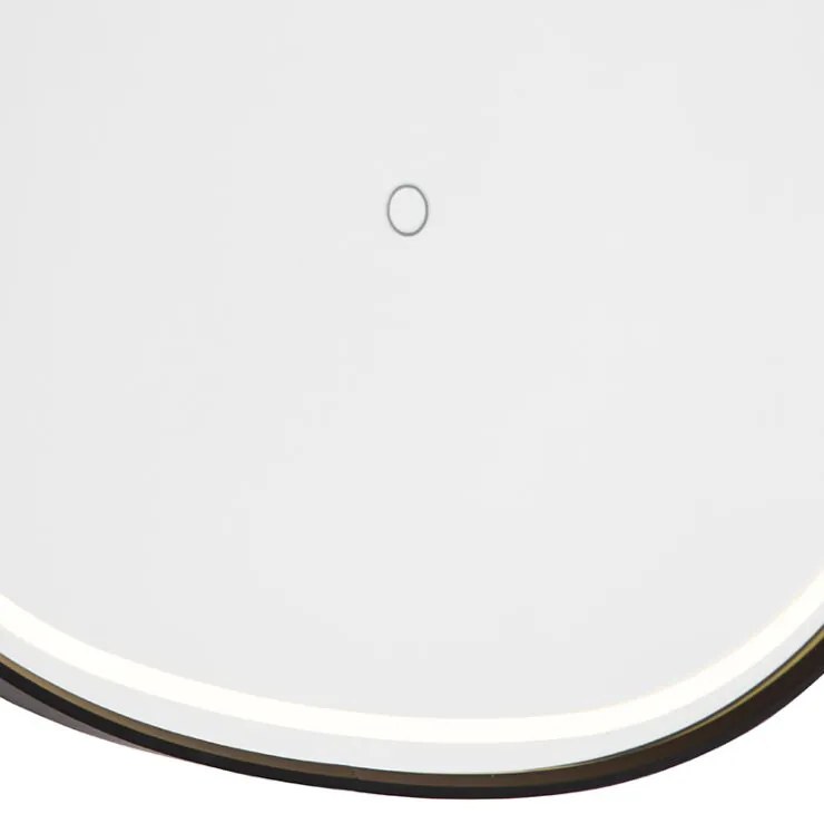 Oglindă de baie neagră cu LED cu dimmer tactil ovală - Miral