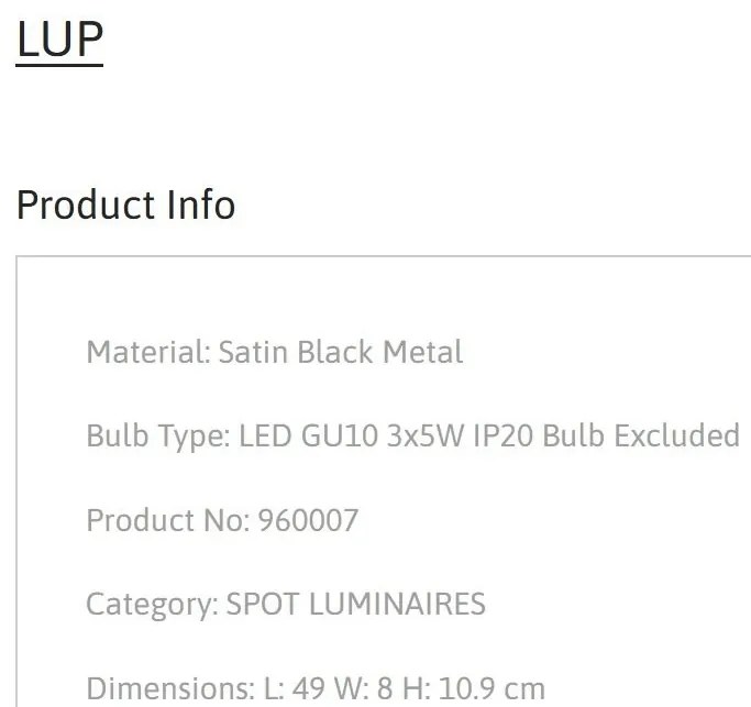 Plafonirea cu 3 spoturi design minimalist LUP negru