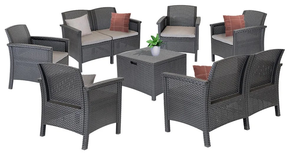 Venus 8 locuri set de mobilier de grădină grafit