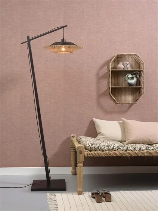 Lampadar din bambus KALIMANTAN orizontal S negru, 44cm