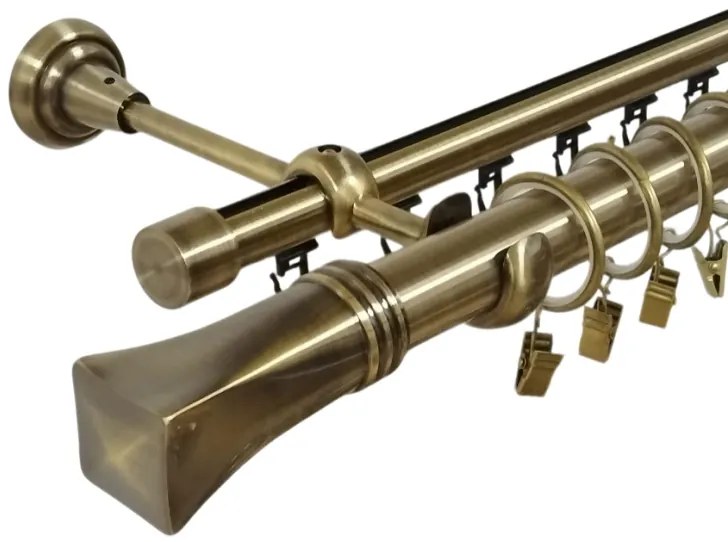 Galerie dubla malaga , teava neteda si profil,grosime 25 si 19mm, aur antic (Alege marime: 360 cm)