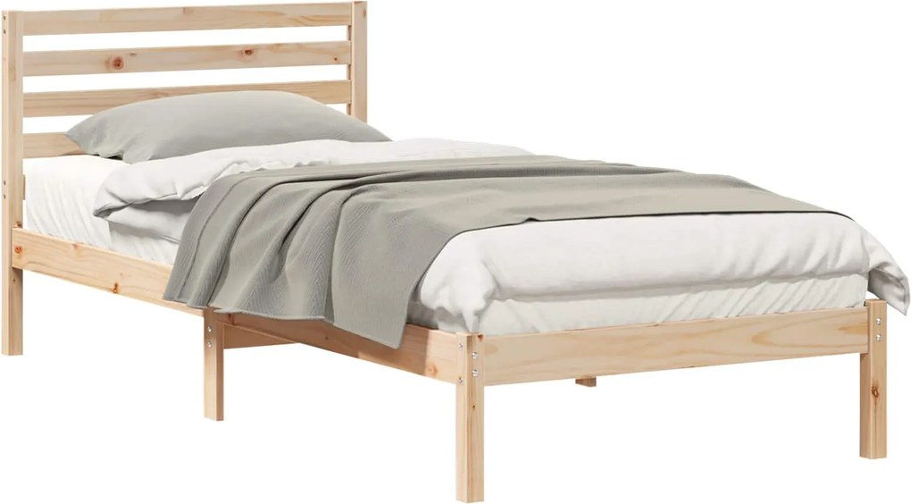 vidaXL Cadru de pat cu headboard Maro 80 x 220 cm Lemn de pin masiv