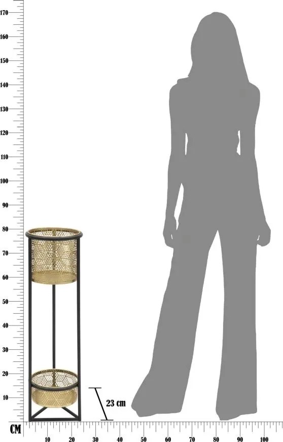 Jardiniera, Suport cu 2 vase metalice pentru flori DOPPIO H-80cm