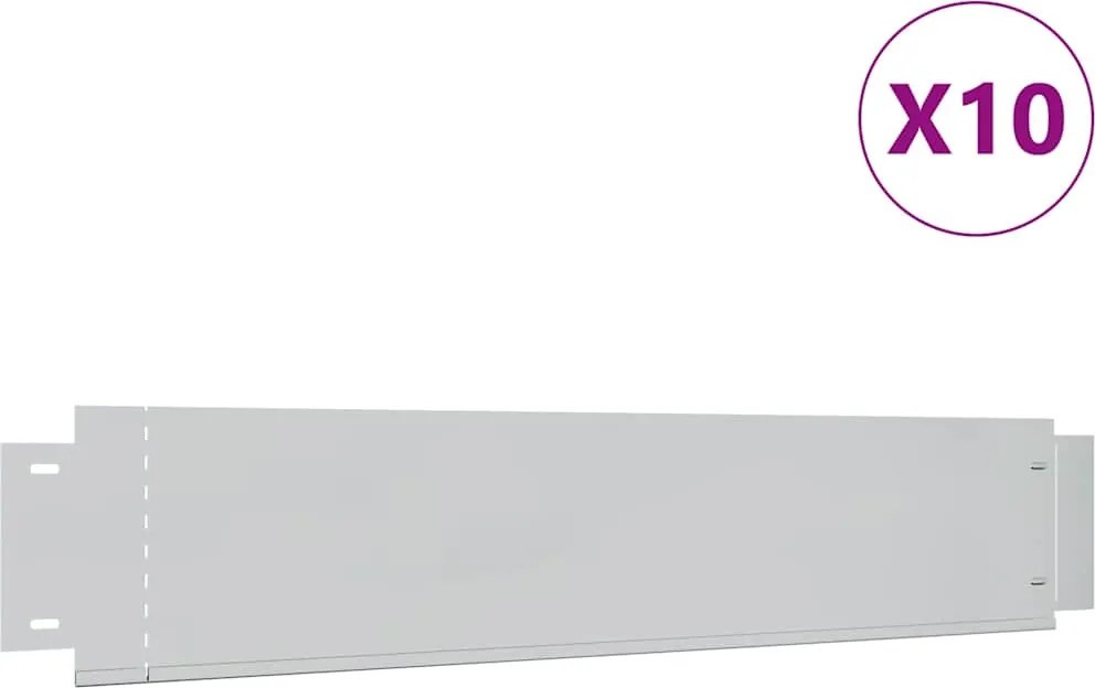 vidaXL Gard de gazon, 10 buc., 100 x 20 cm, oțel galvanizat