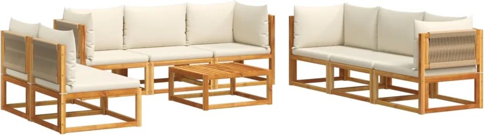 vidaXL Set canapele de grădină cu 9 piese, lemn de salcâm și frânghie