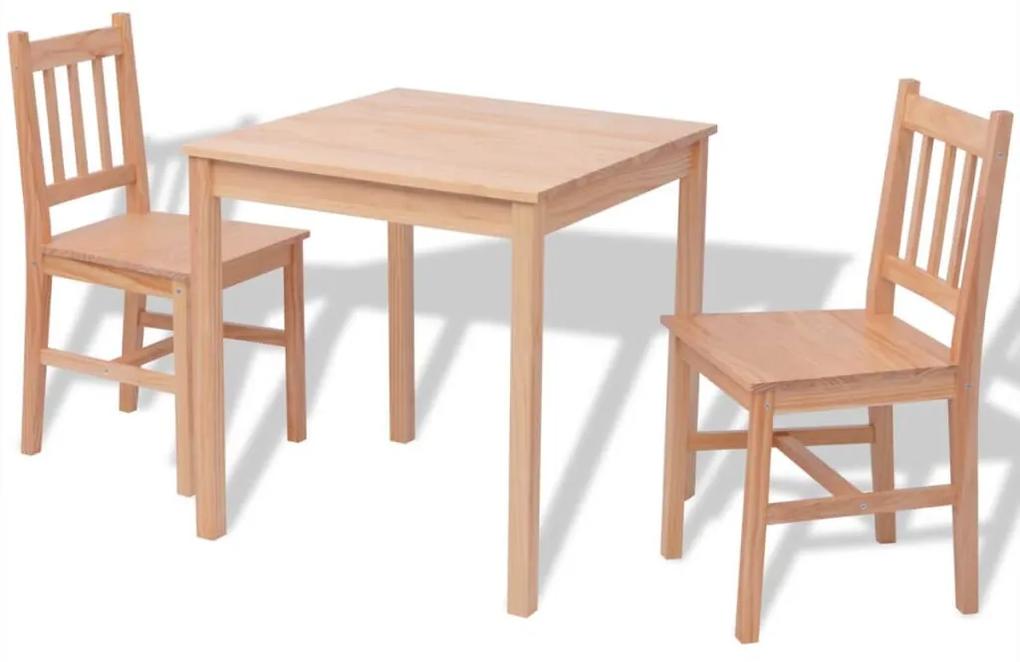 242956 vidaXL Set de masă, trei piese, lemn de pin