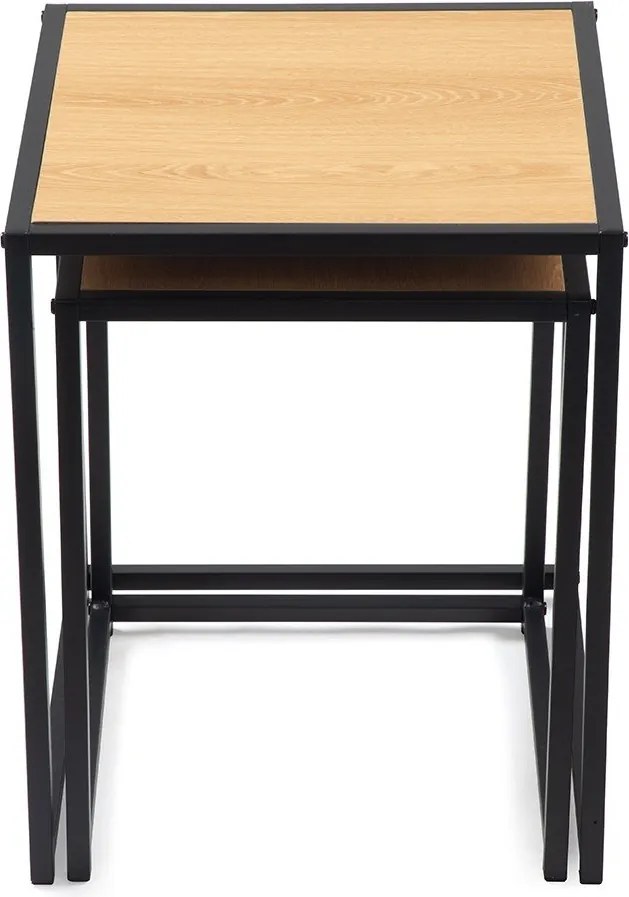 Măsuțe auxiliare 2 buc. cu aspect de lemn de stejar 38x38 cm Noah – Bonami Essentials