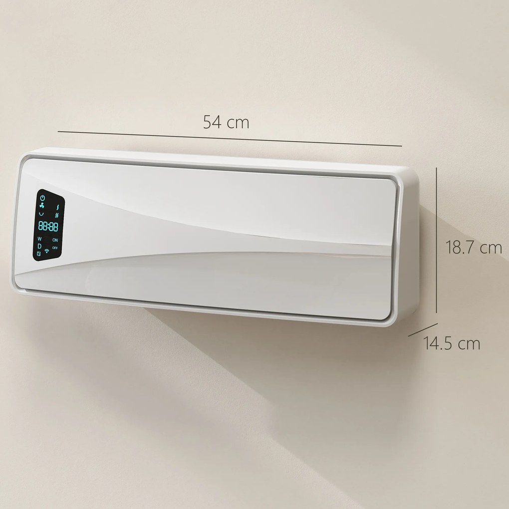 HOMCOM Încălzitor de Perete 2000 W cu 3 Moduri și Telecomandă, Alb | Aosom Romania