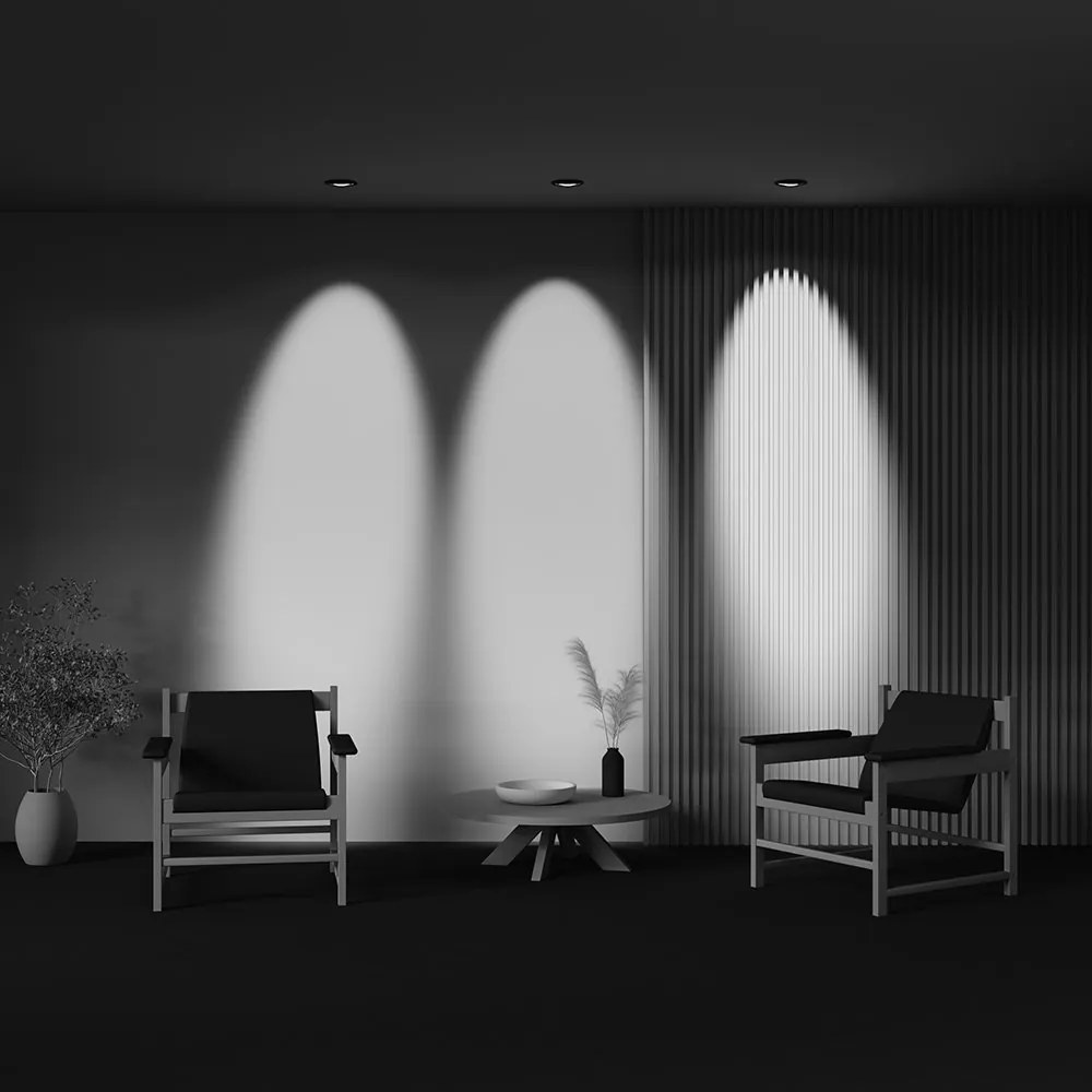 Spot incastrabil LED directionabil IP44 Lens negru 3000K 12W